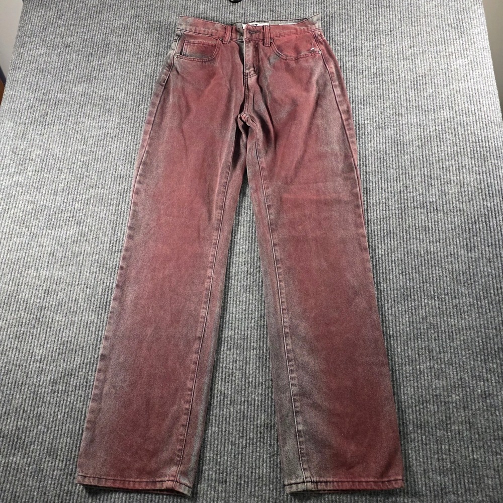 PTCL Ethikal Brand Red Acid Wash High Waisted Straight Leg Jeans Size 28 NWT